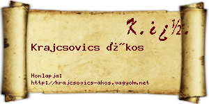 Krajcsovics Ákos névjegykártya
